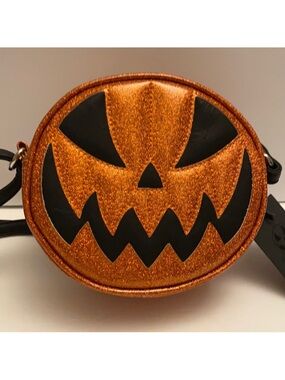 Glitter Pumpkin Crossbody Bag in Orange and Black